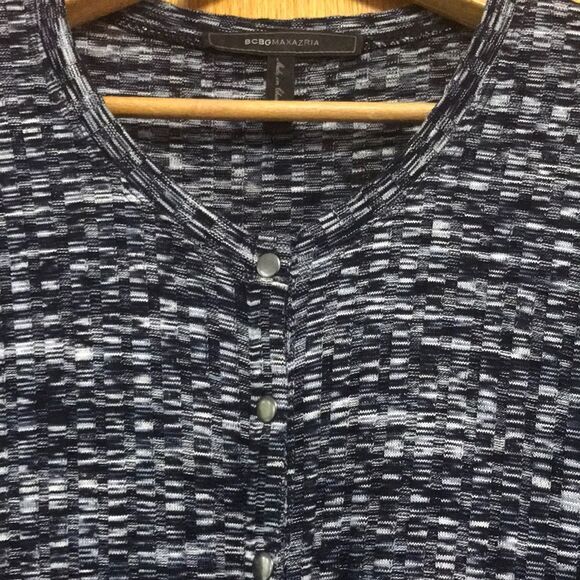 BCBGMAXAZRIA marled black ribbed knit midi top NEW - Picture 4 of 8